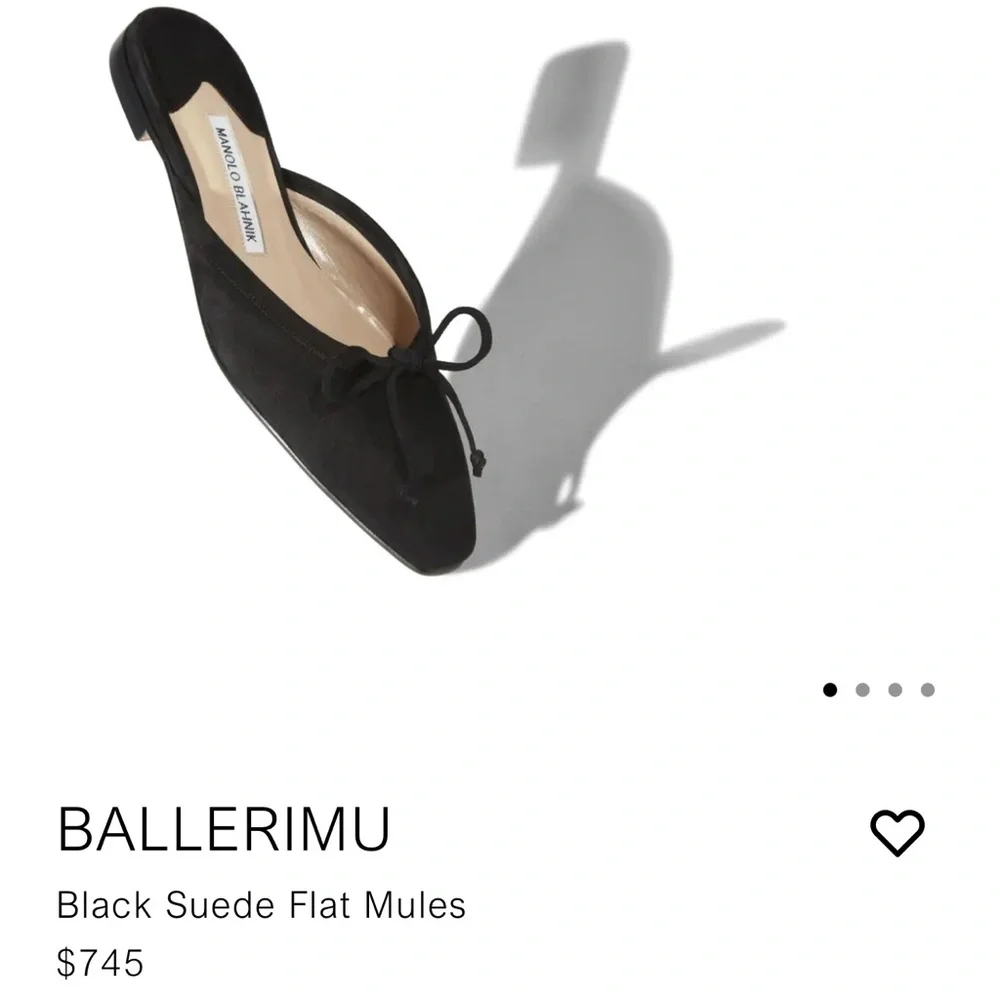 MANOLO BLAHNIK ballerimu mules - black size 39.5 - Picture 9 of 11